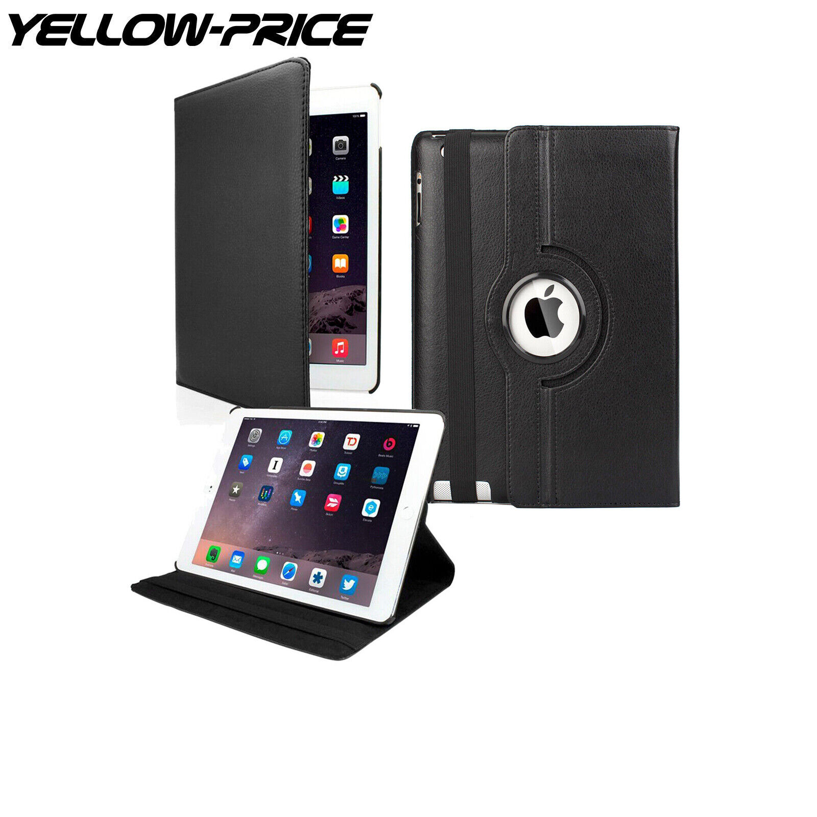 YELLOW-PRICE iPad Pro 12.9 11 360 Rotating Leather Folio Case Screen Protector