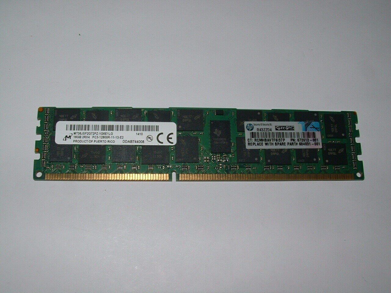 672612-081 HP 16GB (1x16GB) 2Rx4 PC3-12800R (DDR3-1600) ECC Registered Memory