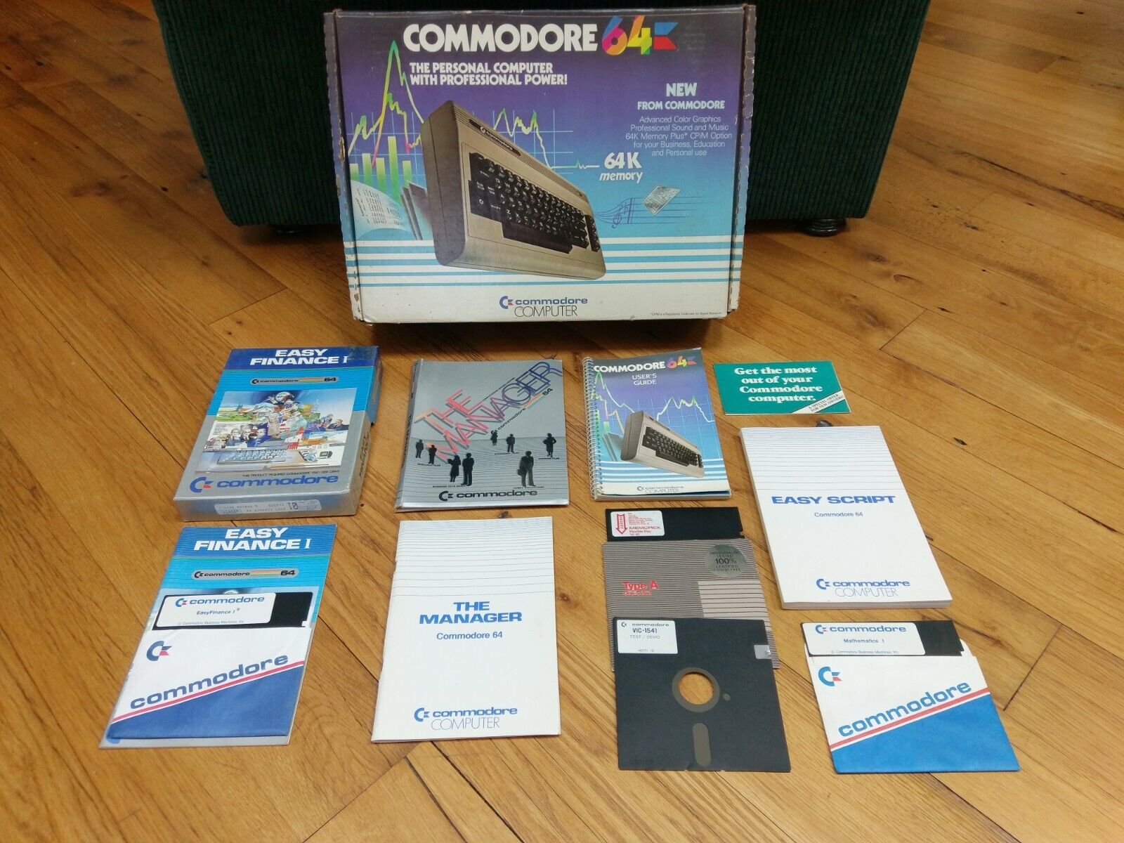 Commodore 64 Computer w/ Original Box Cord Power Supply Manual and Software