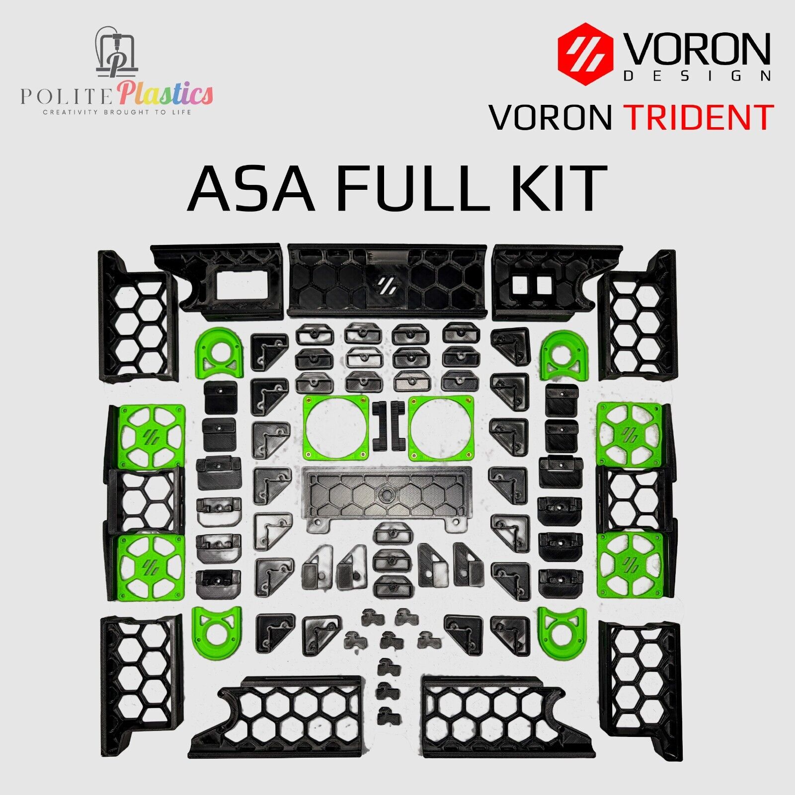 Voron Trident Full ASA Printed Parts Kit Multi Colors + Stealthburner + Inserts