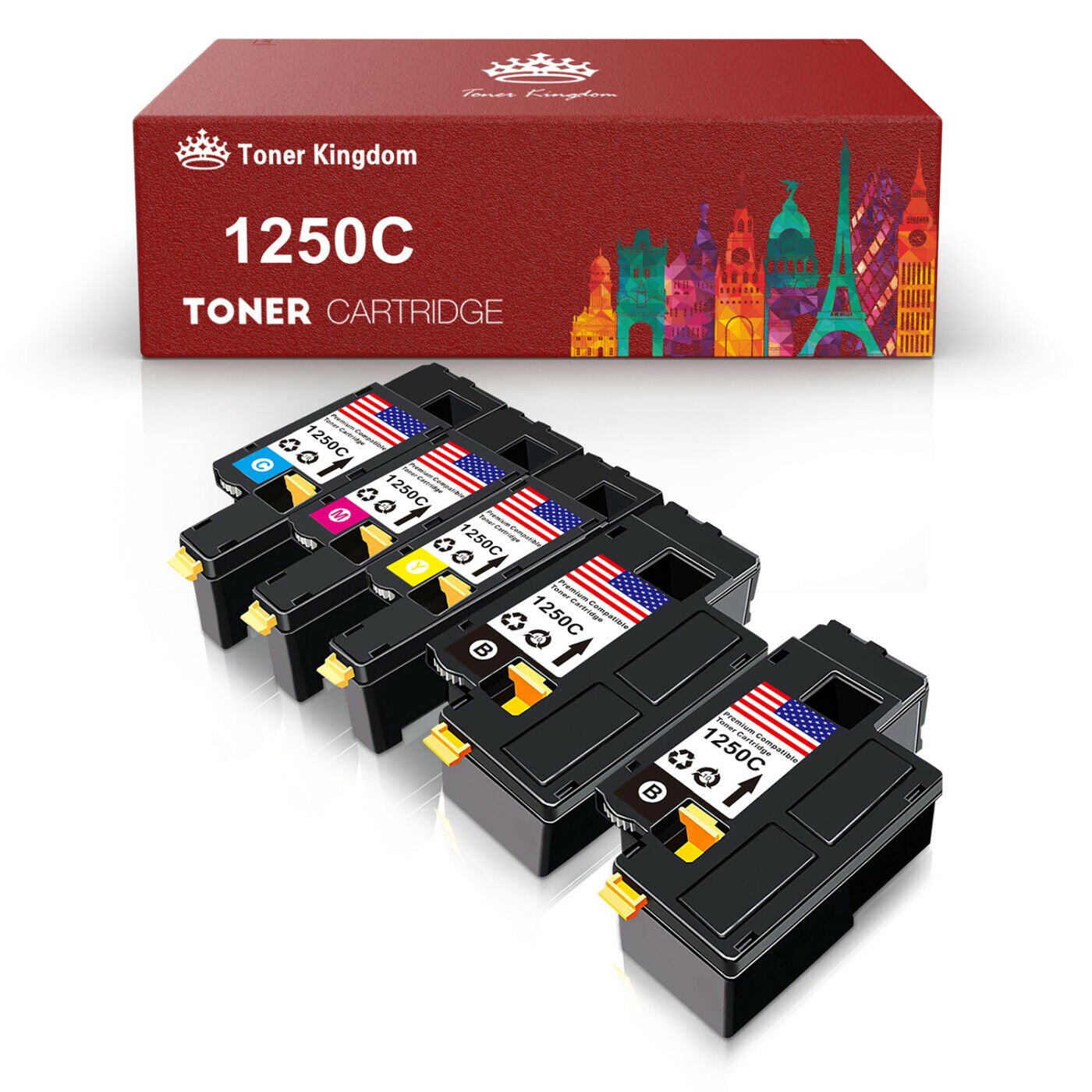 5PK 1250 Toner Cartridge Black Color Set For Dell Laser C1760nw C1765nf C1765nfw