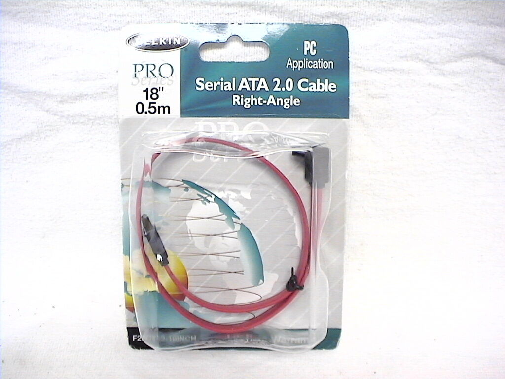 1 NEW BELKIN SERIAL ATA 2.0 RIGHT ANGLE CABLE F2N1169 18 INCHES LONG