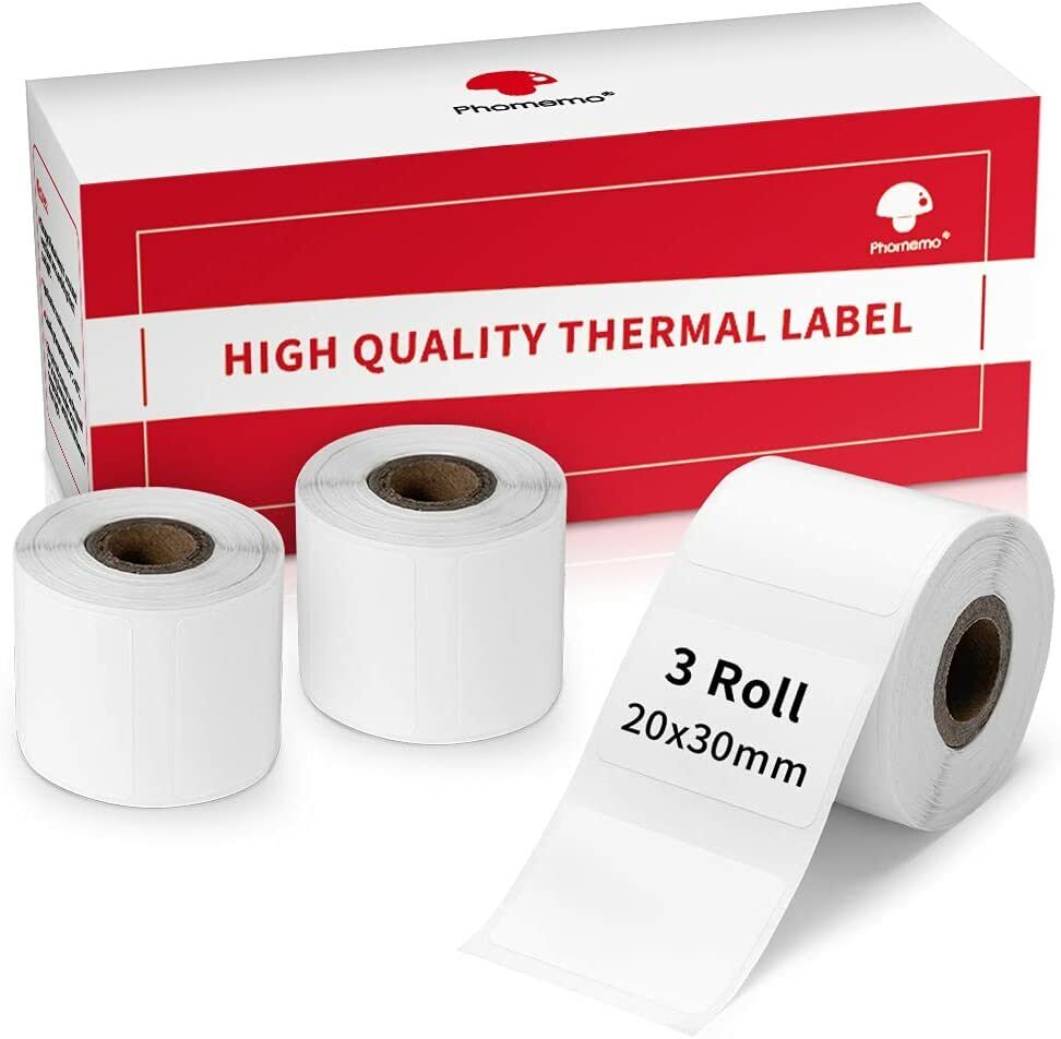 Square 30×20mm White Self-Adhesive Thermal Label for Phomemo M110/M200 Printer