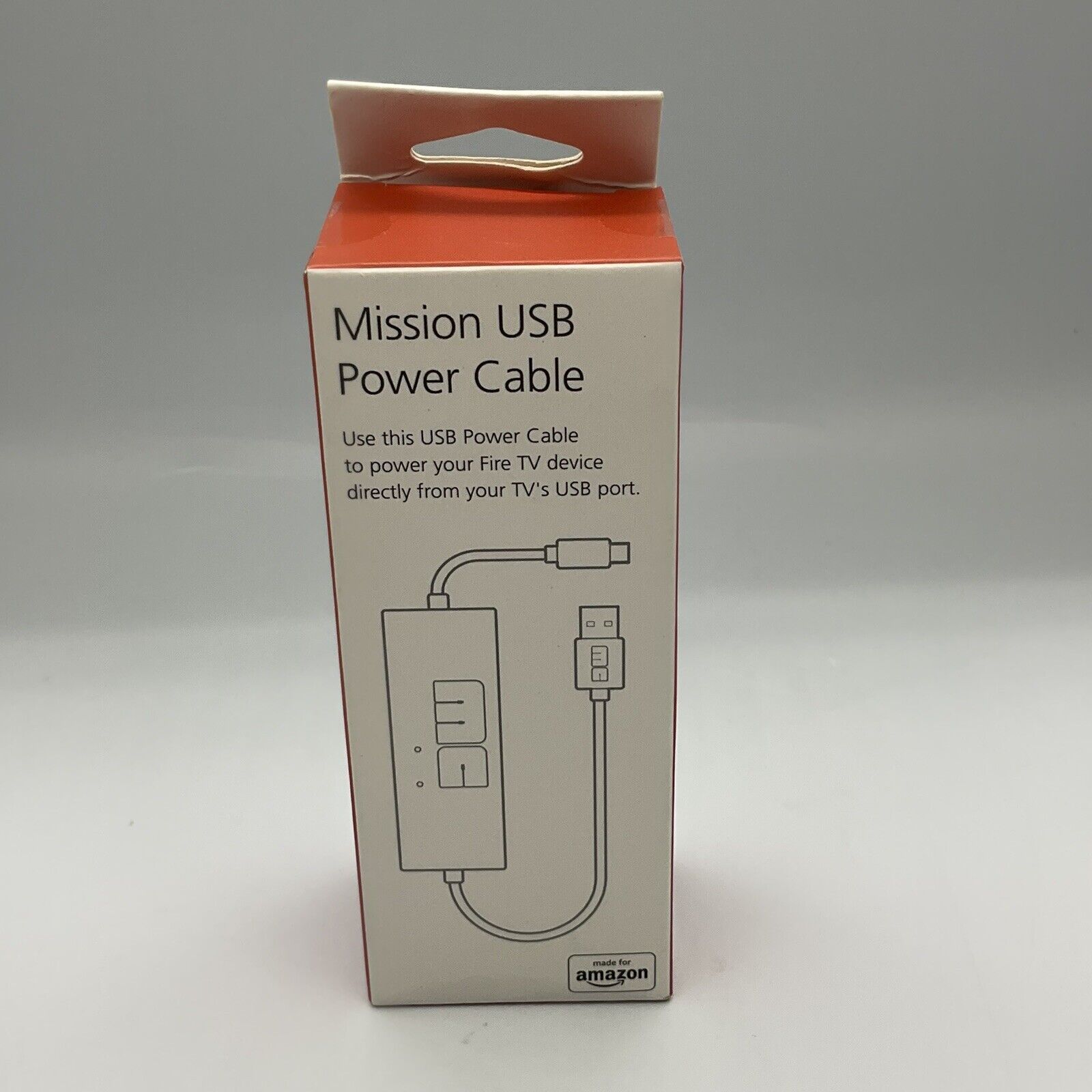 NEW SEALED Mission Cables MC45 USB Power Cable for Amazon Fire TV Eliminates AC