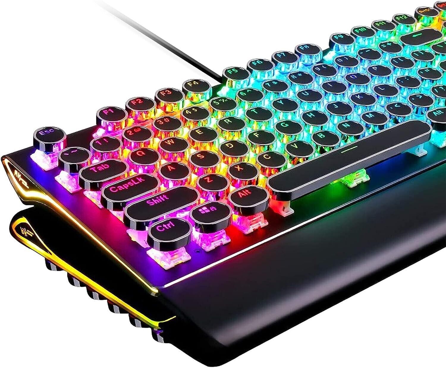 RK ROYAL KLUDGE S108 Typewriter Style Retro Mechanical Gaming Keyboard Wired