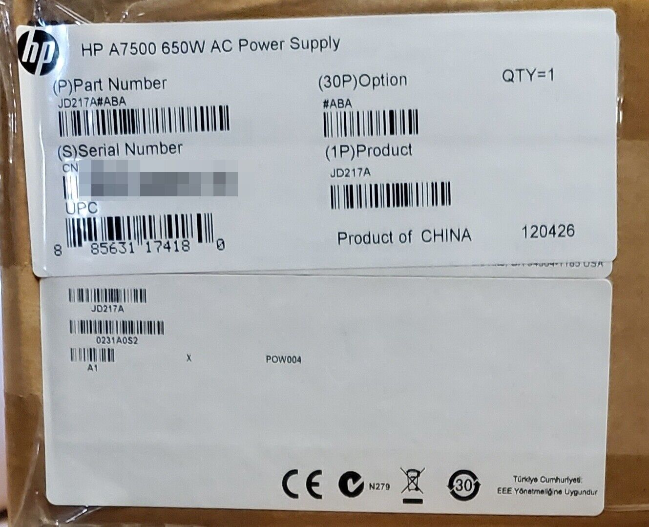 NEW HP A7500 / H3C S7500E 650W AC Power Supply JD217A LSQM1AC650 PSR650-A 