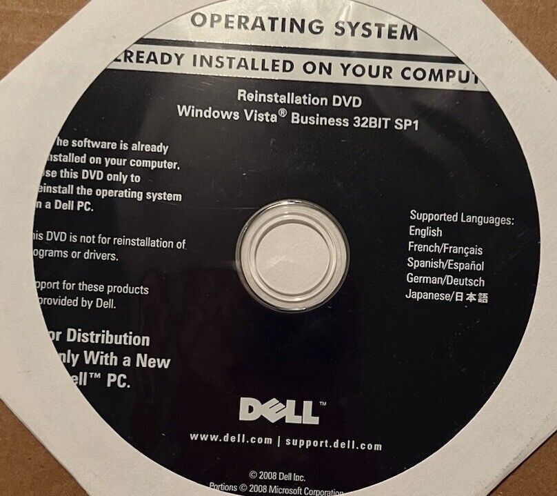 Dell Reinstallation DVD Windows Vista Business 32BIT SP1- Sealed
