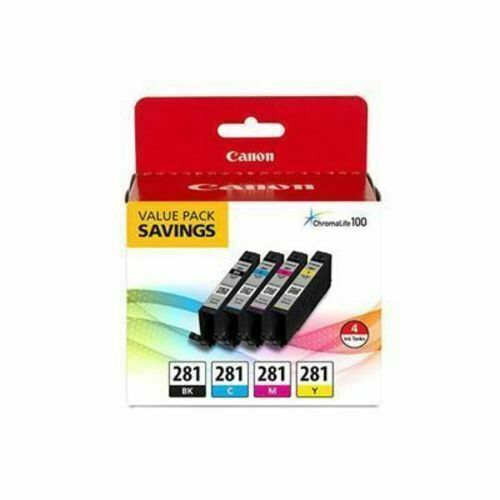 Canon CLI-281 Ink Cartridge 4 Pack Black & Color Cyan Magenta Genuine OEM # 281