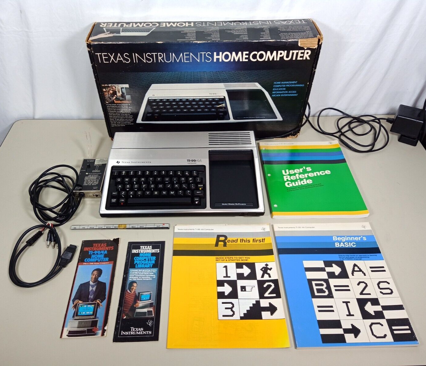 Vintage Texas Instruments TI-99/4A Home Computer w/Box & Manuals - Powers On