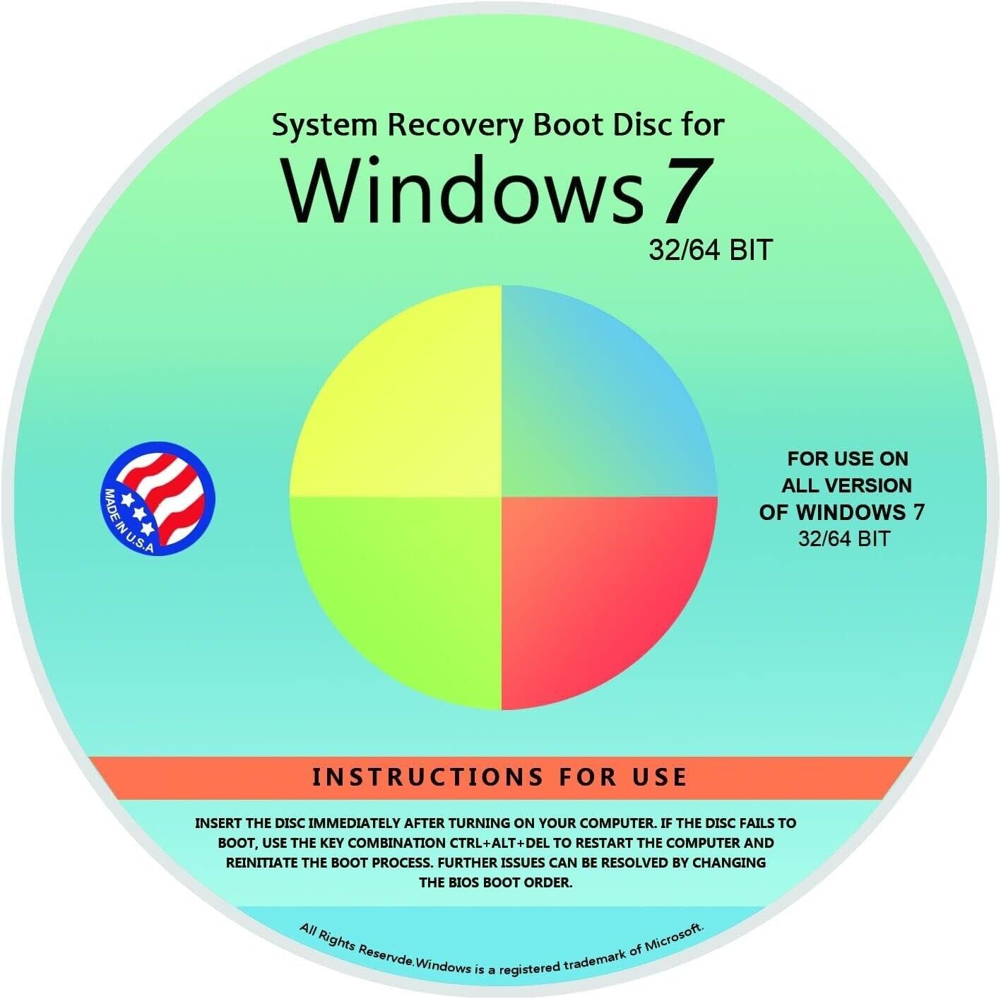 DVD for Windows 7 All Versions 32/64 Bit. Recover, Restore, Repair Boot Disc
