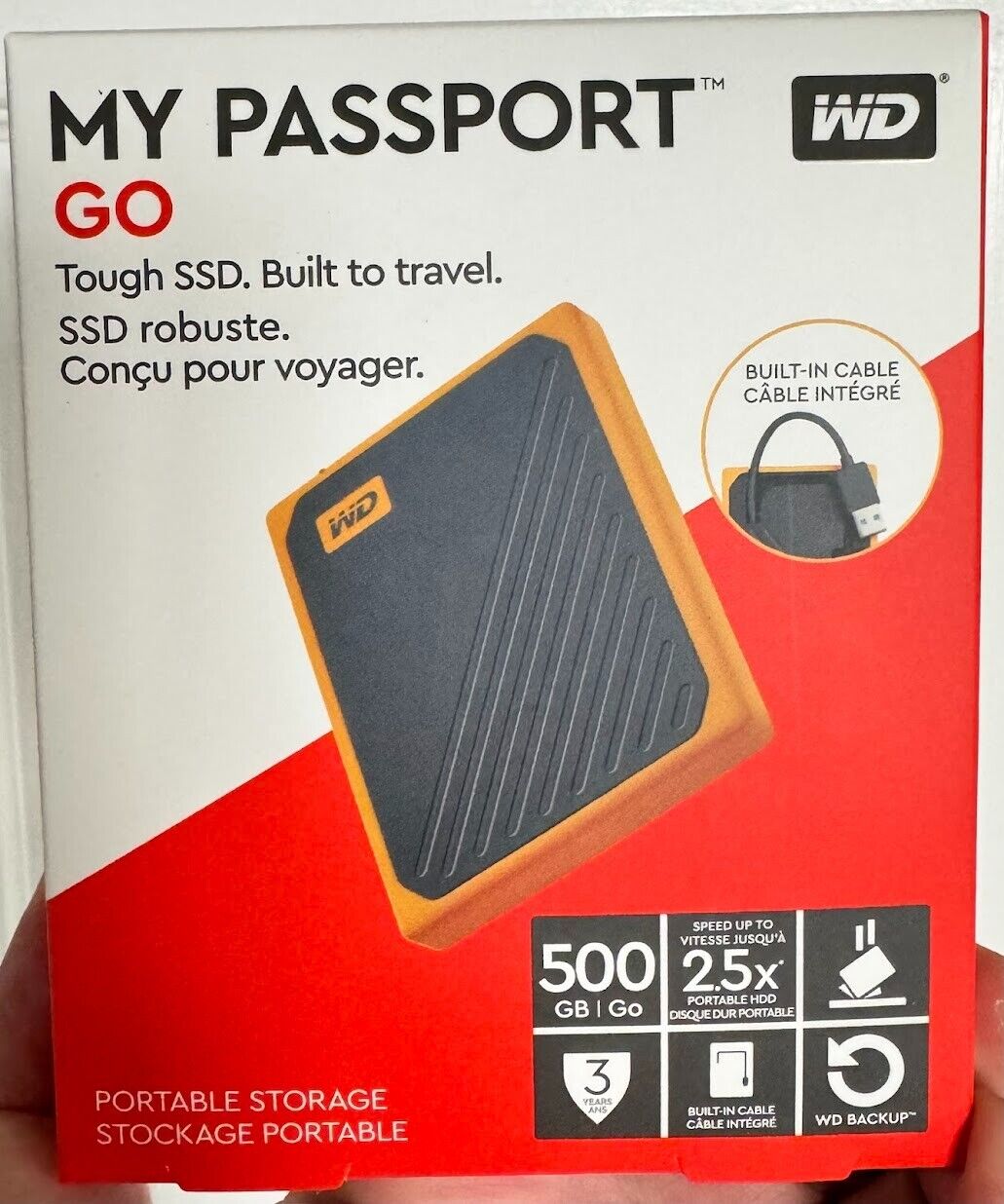 WD 500GB My Passport Go SSD Amber Portable External Storage USB 3.0 - WDBMCG5...