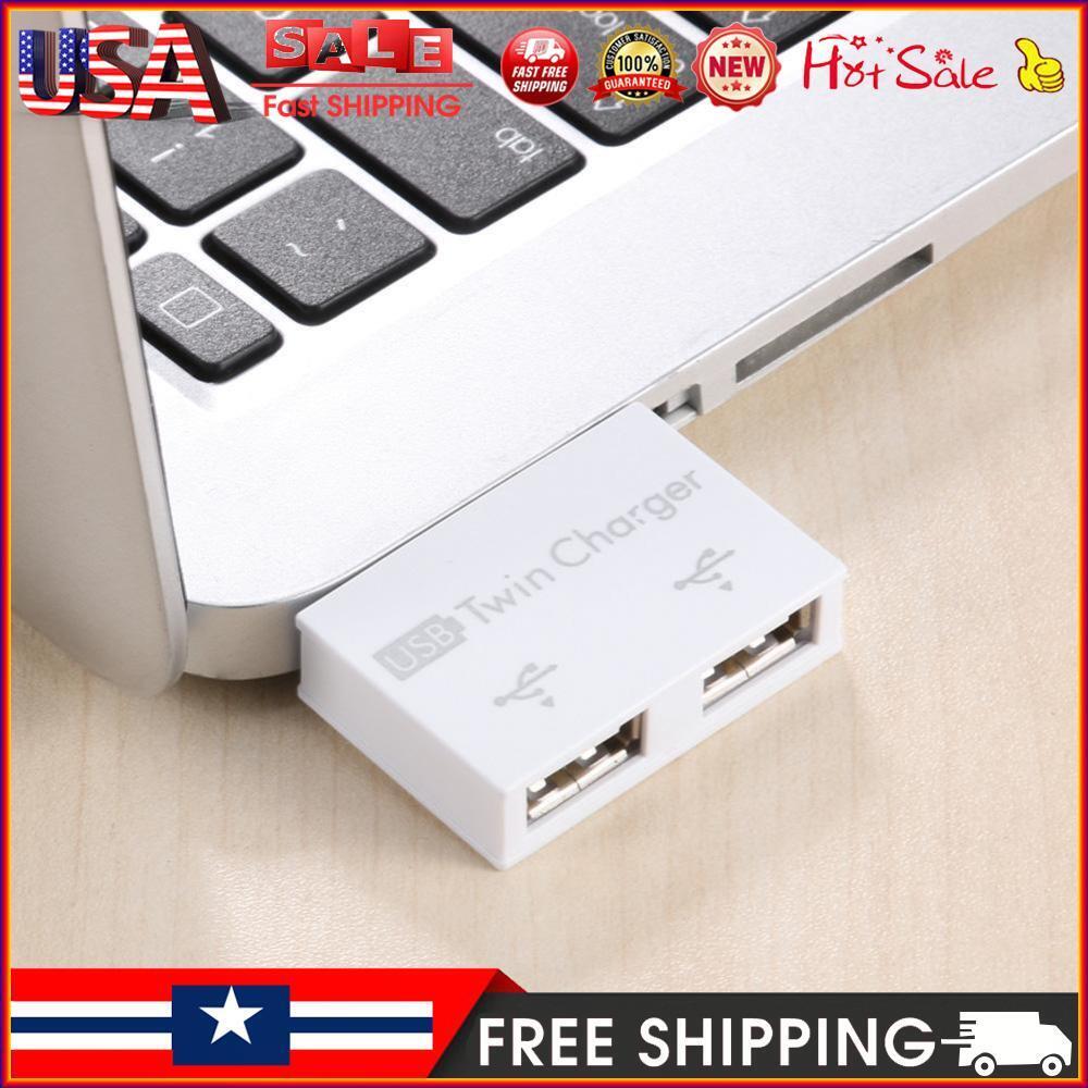 Male to Twin Female Charger Dual 2 Port USB DC 5V Charging Splitter Hub Adapter