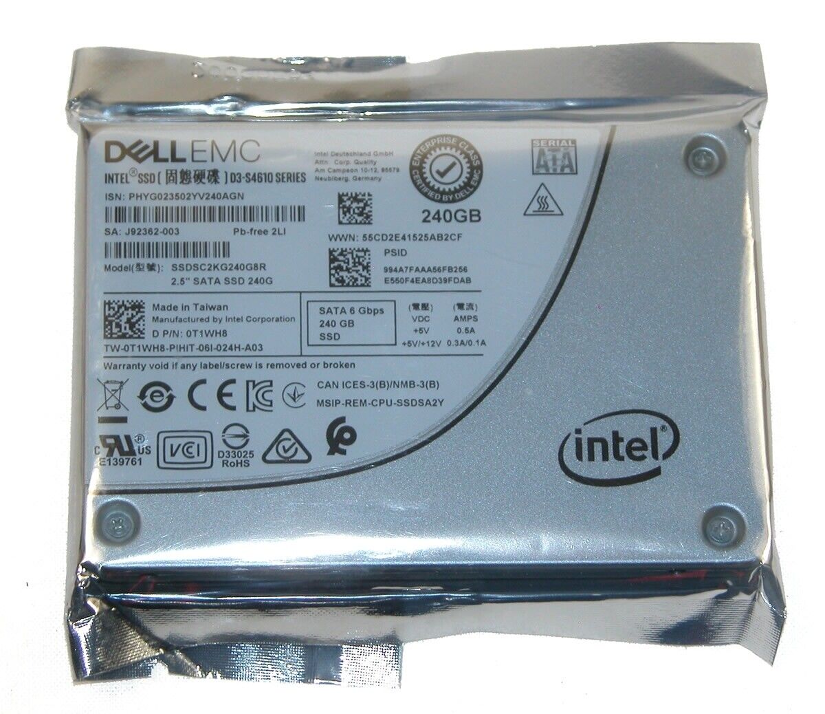 NEW Dell EMC T1WH8 D3-S4610 Series SSDSC2KG240G8R 240GB 6Gbps 2.5\