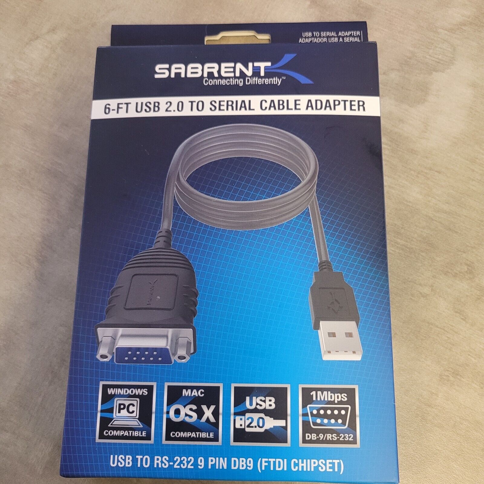 NEW BLACK SABRENT USB 2.0 TO SERIAL CABLE ADAPTER