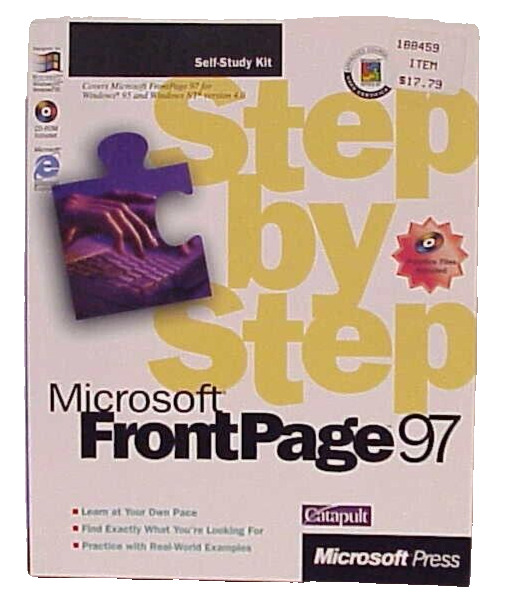 MICROSOFT FRONT PAGE 97 STEP BY STEP SELF-STUDY KIT VINTAGE USER'S GUIDE BOOK