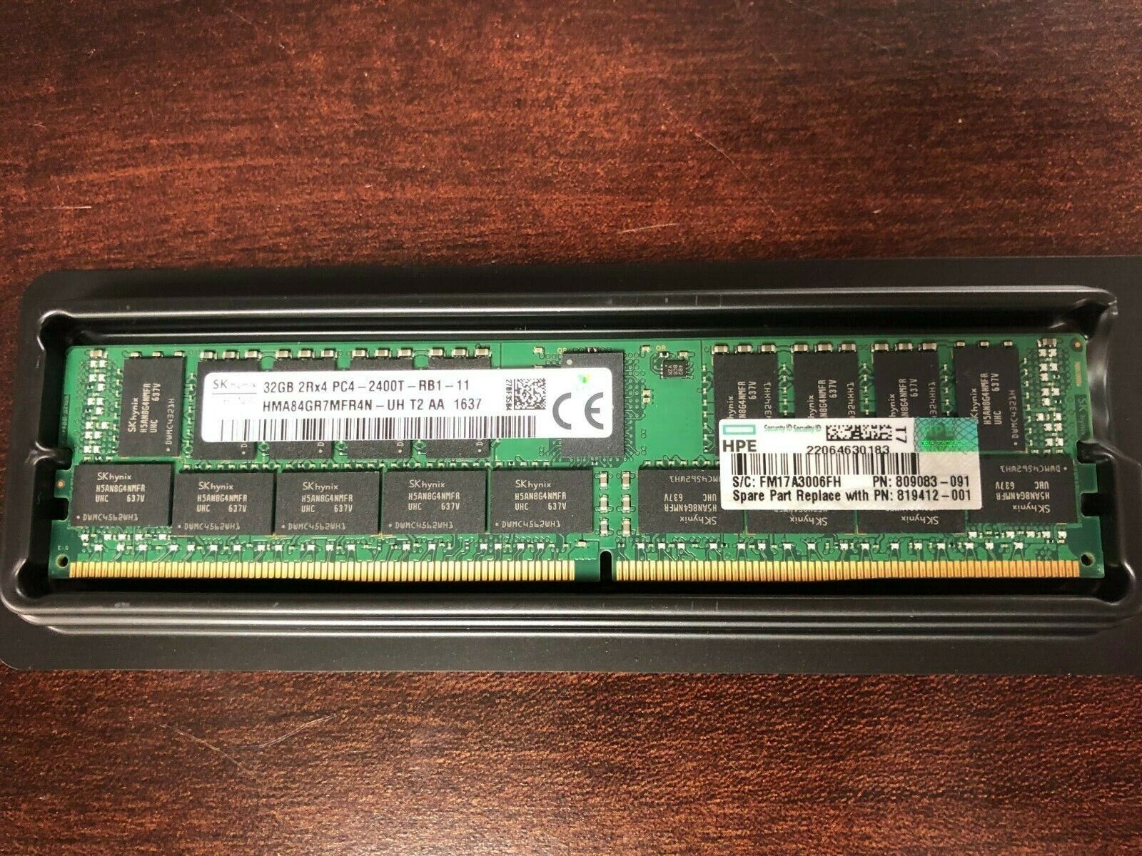 809083-091 HP 32GB 2RX4 PC4-2400T DDR4 MEMORY 805351-B21 819412-001 