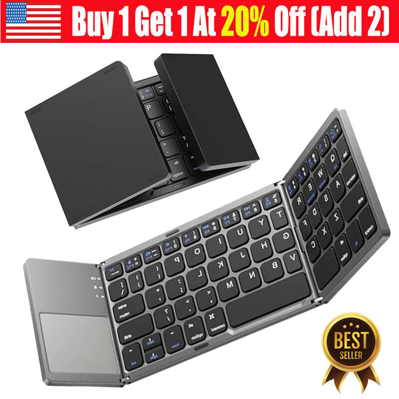 Wireless Bluetooth keyboard touchpad Rechargeable ultrathin foldable Portable