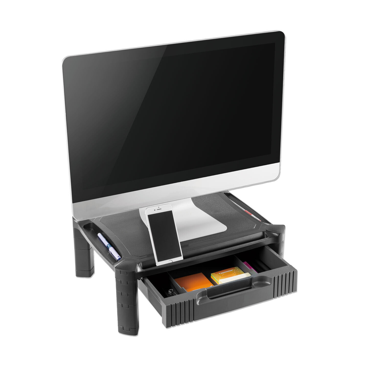 Innovera Large Monitor Stand with Cable Management and Drawer  18 3/8\