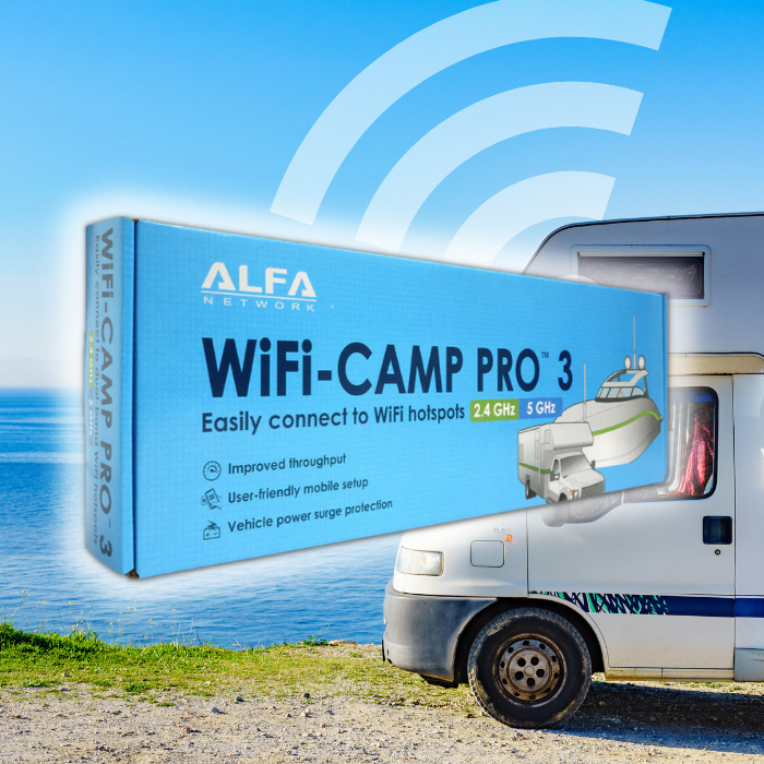 ALFA WiFi Camp Pro 3 - Dual Band (2.4 or 5 GHz) repeater kit - RV, Boat, Camper