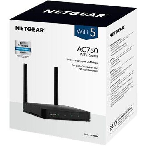 Netgear AC750 Dual Band WiFi 5 Black Router Wireless Network R6020 DMG BOX