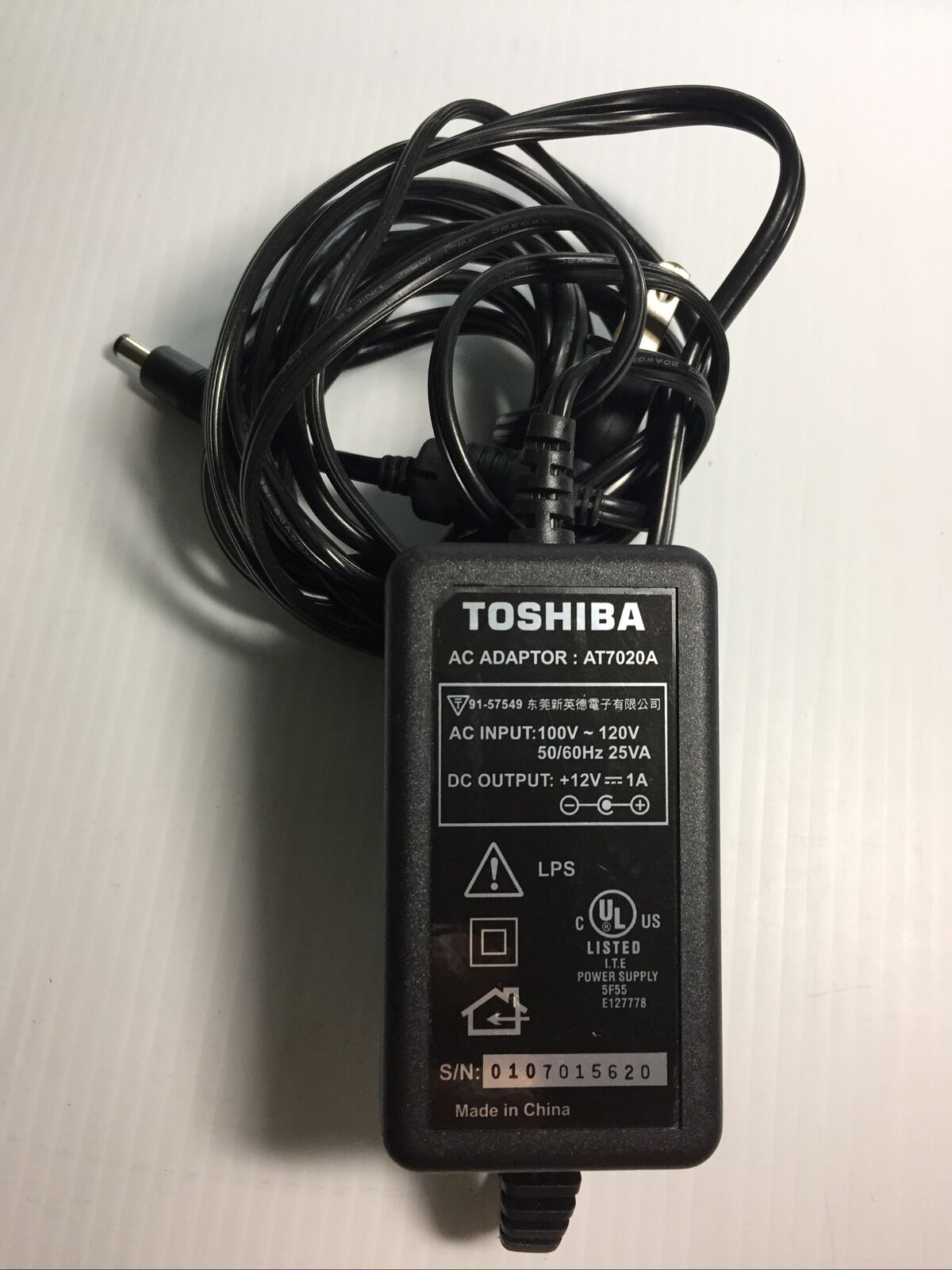 Original Toshiba AT7020A AC Adapter DC 12V 1A Power Supply Cord Charger