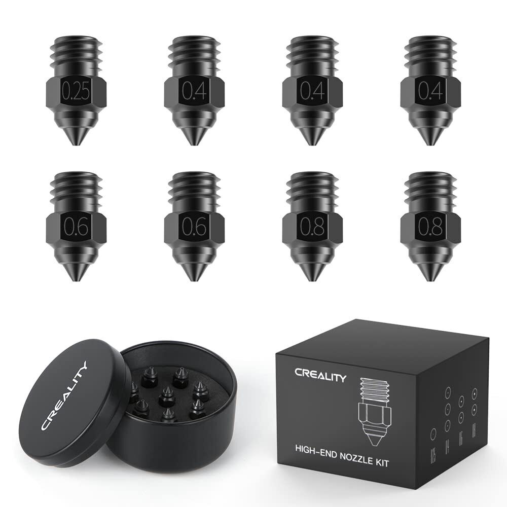 Official Creality High-end Hardened Steel MK8 Nozzles 8PCS, High-Temperature ...