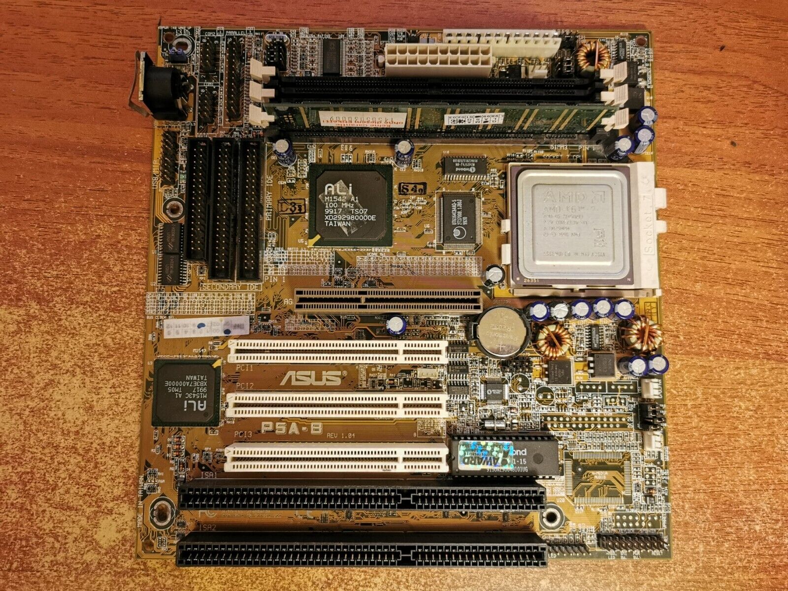 Vintage tested combo Asus P5A-B Super Socket 7 AT + AMD K6-2 450 + 64 MB SDRAM