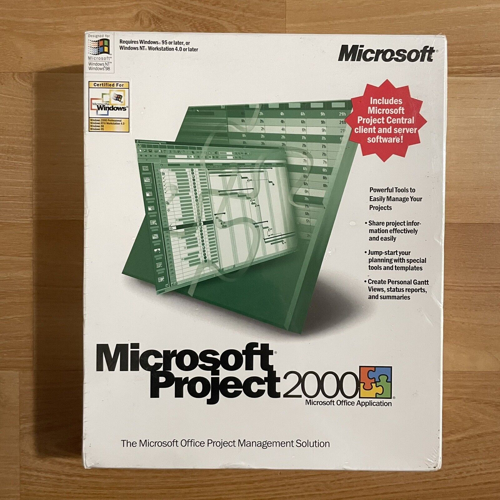Microsoft Project 2000 w/ Project Central Client and Server - NEW SEALED NOS
