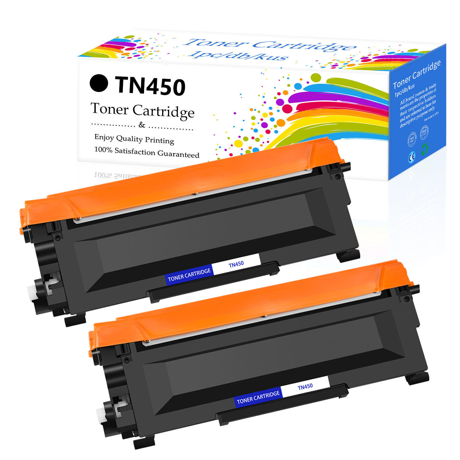 2PK New TN450 TN420 Toner Compatible for Brother FAX-2840 FAX-2940 HL-2132 Black