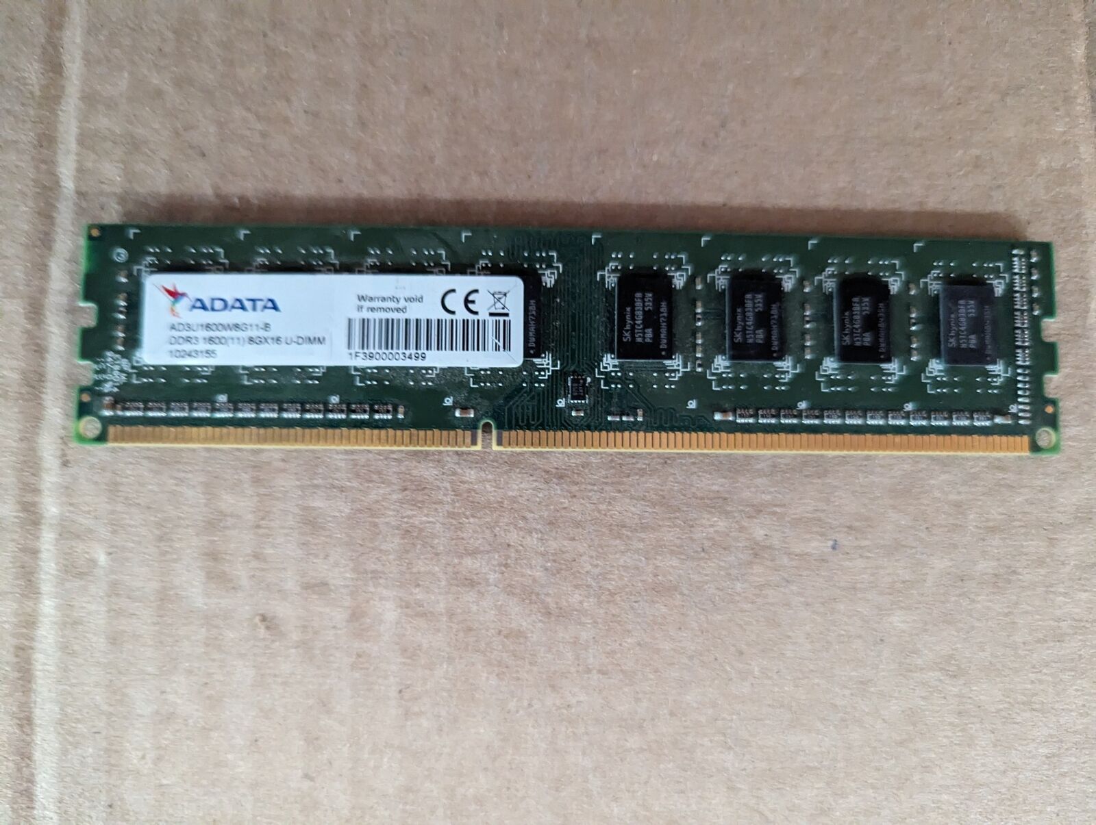 ADATA 8GB UNBUFFERED 1600MHZ DDR3 MEMORY RAM AD3U1600W8G11-B NON-ECC V1-5(13)