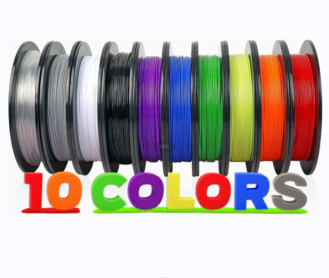 10KG 3D Printer Filament PLA Bundle 1.75mm 10 Packs 1KG/Roll Multipack Ten Color