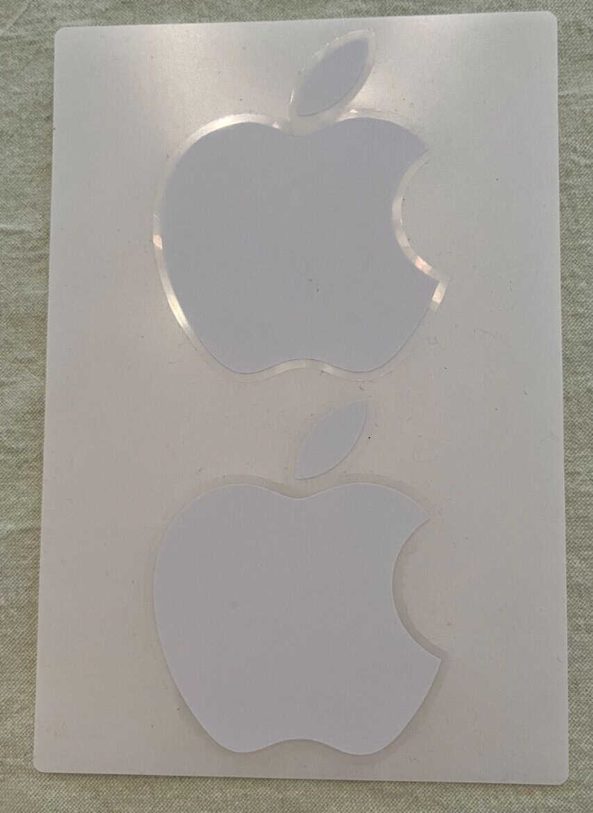 Set of Two (2) White Apple Logo Sticker Decals (OEM)