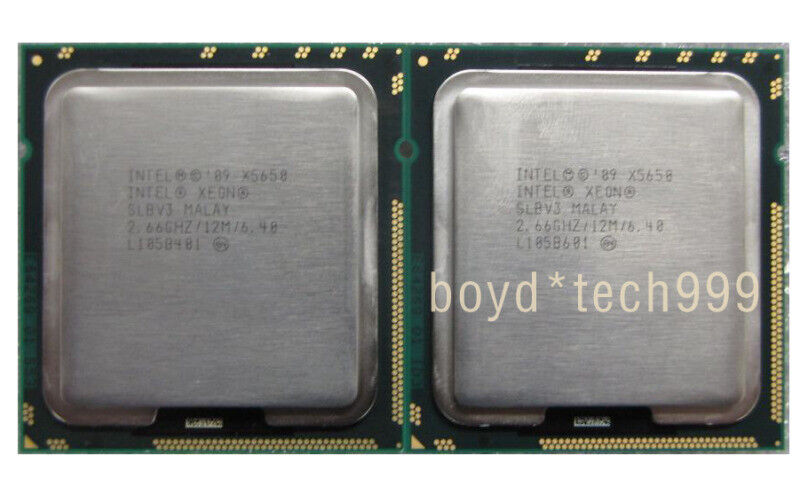 Matching pair Intel Xeon X5650 CPU SLBV3 2.66 GHz 6 Core Socket LGA1366 Processo