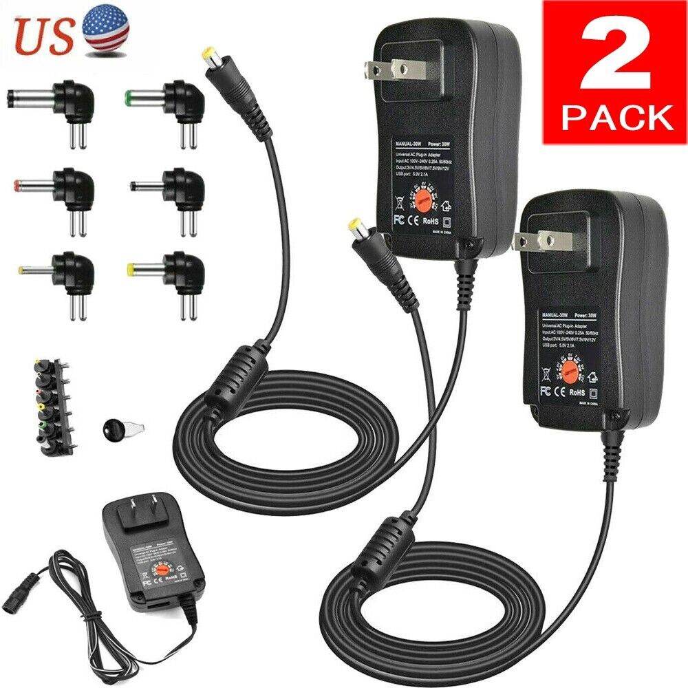 30W Universal AC Adapter DC 3V 4.5V 5V 6V 7.5V 9V 12V Power Cord for Electronics