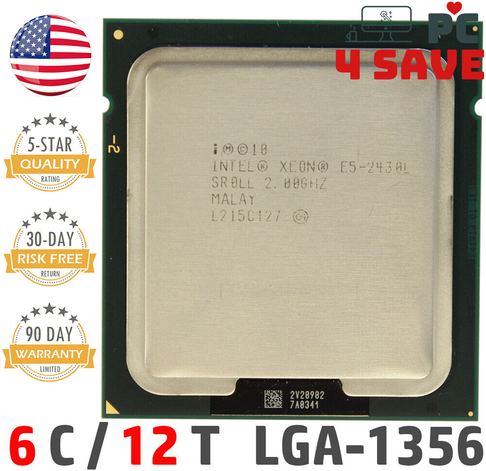 Intel Xeon E5-2430L 2.0 GHz 6-Core 15M LGA 1356 SR0LL Server CPU Processor 60W