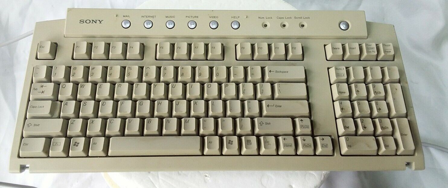Vintage Genuine Sony VAIO Wired Keyboard PS/2 PCVA-KB1P/UB-WORKING TESTED 