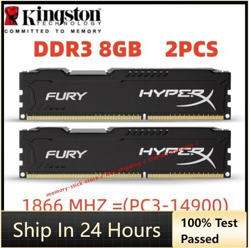 KINGSTON HyperX FURY DDR3 16GB 2x 8GB 1866 MHz PC3-14900 Desktop RAM Memory DIMM