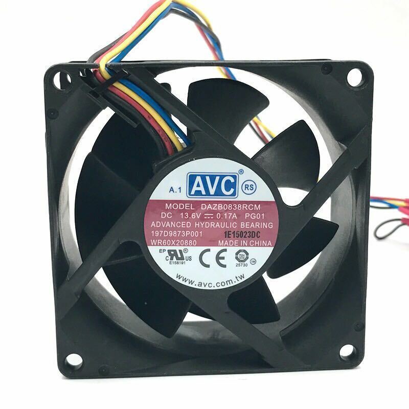 DAZB0838RCM-PG01 AVC 13.6V 0.17A 4-Wire Temperature Control Fan 8CM Cooling Fan