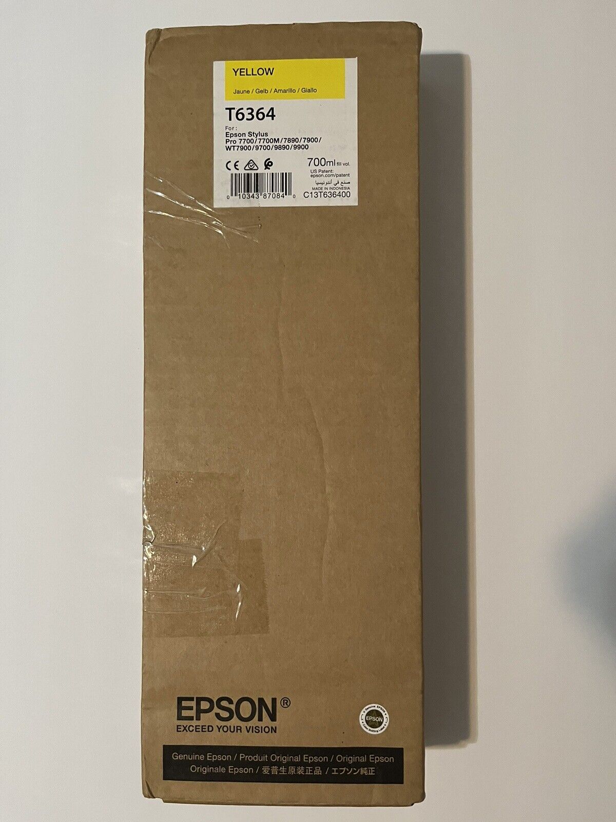 Sealed Epson T6364 Yellow 700ml Ink Cartridge EXP 2022 New