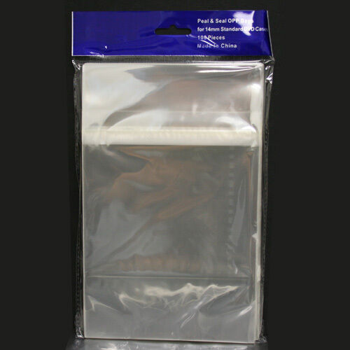 200 Clear Resealable OPP Plastic Bags Wrap for 14mm Standard DVD Cases