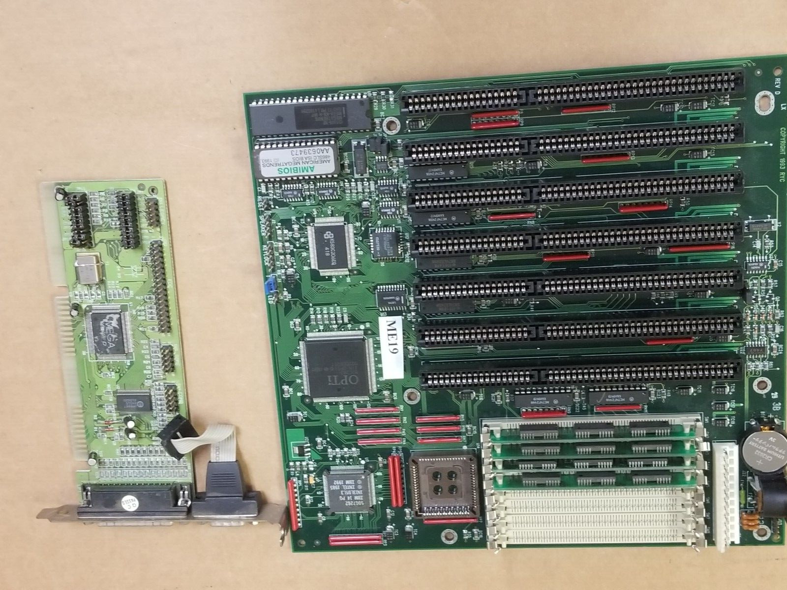 Opti Motherboard, Intel IBM 14 PQ (386) CPU , 4MB RAM & Multifunction card #ME19