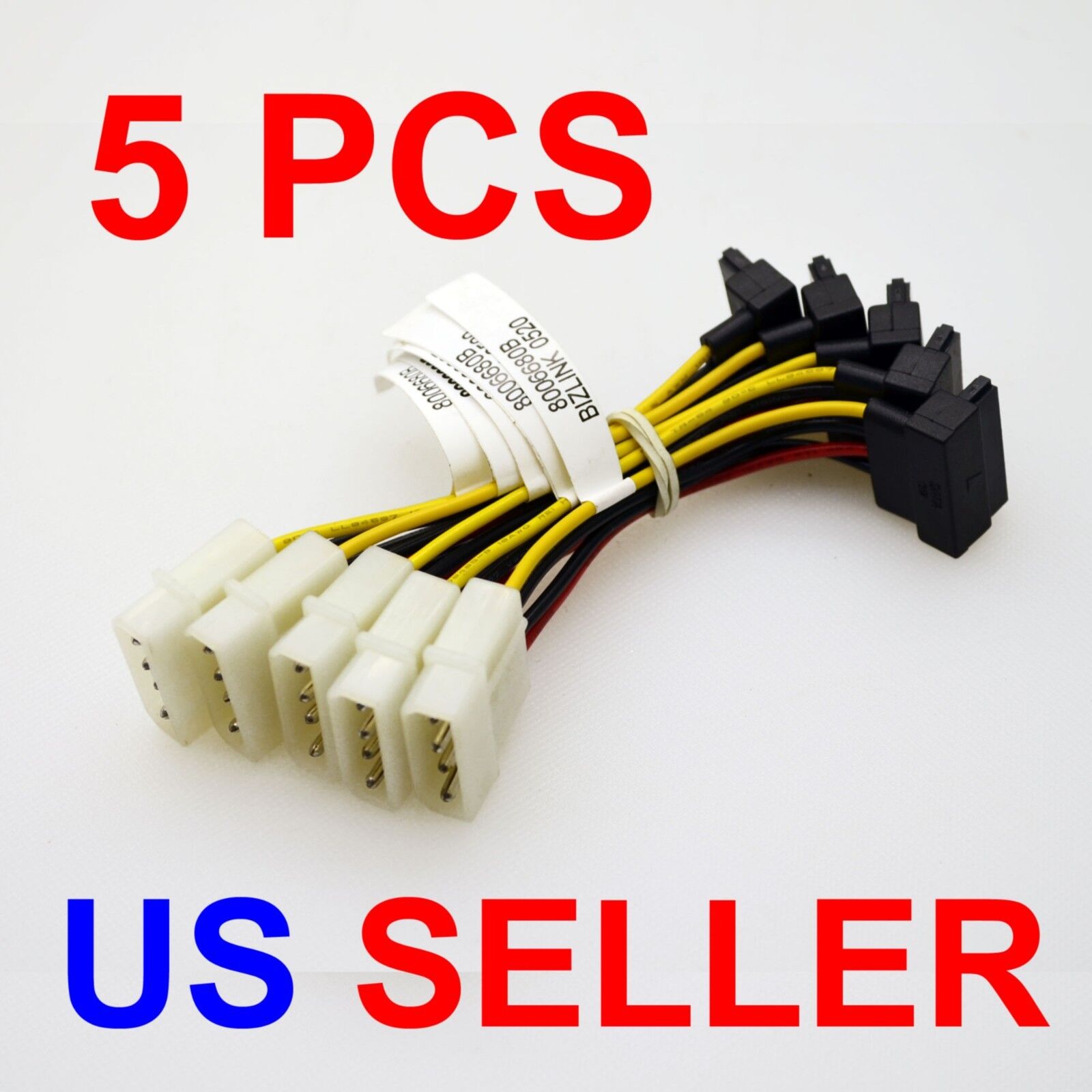 5PCS IDE/Molex 4-Pin Male To Serial ATA SATA 15-Pin Female Power Adapter Cable