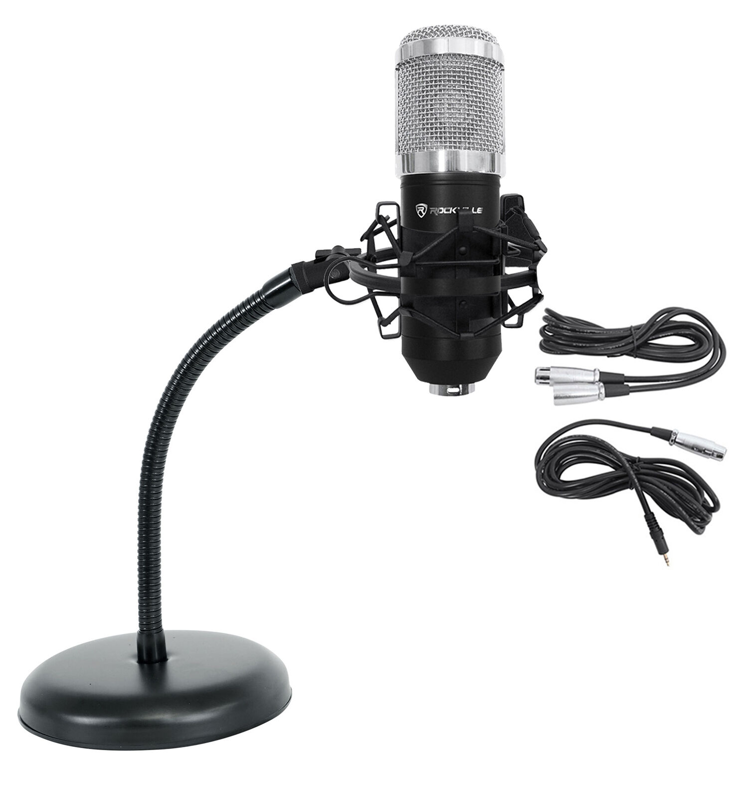 Rockville RCM01 Studio Podcast Recording Microphone+Samson Gooseneck Mic Stand
