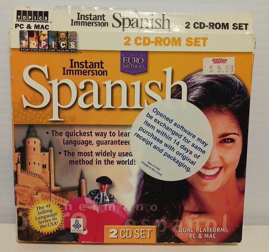Instant Immersion Spanish, 2 CD Rom Set, PC & Mac Vintage Computer Software