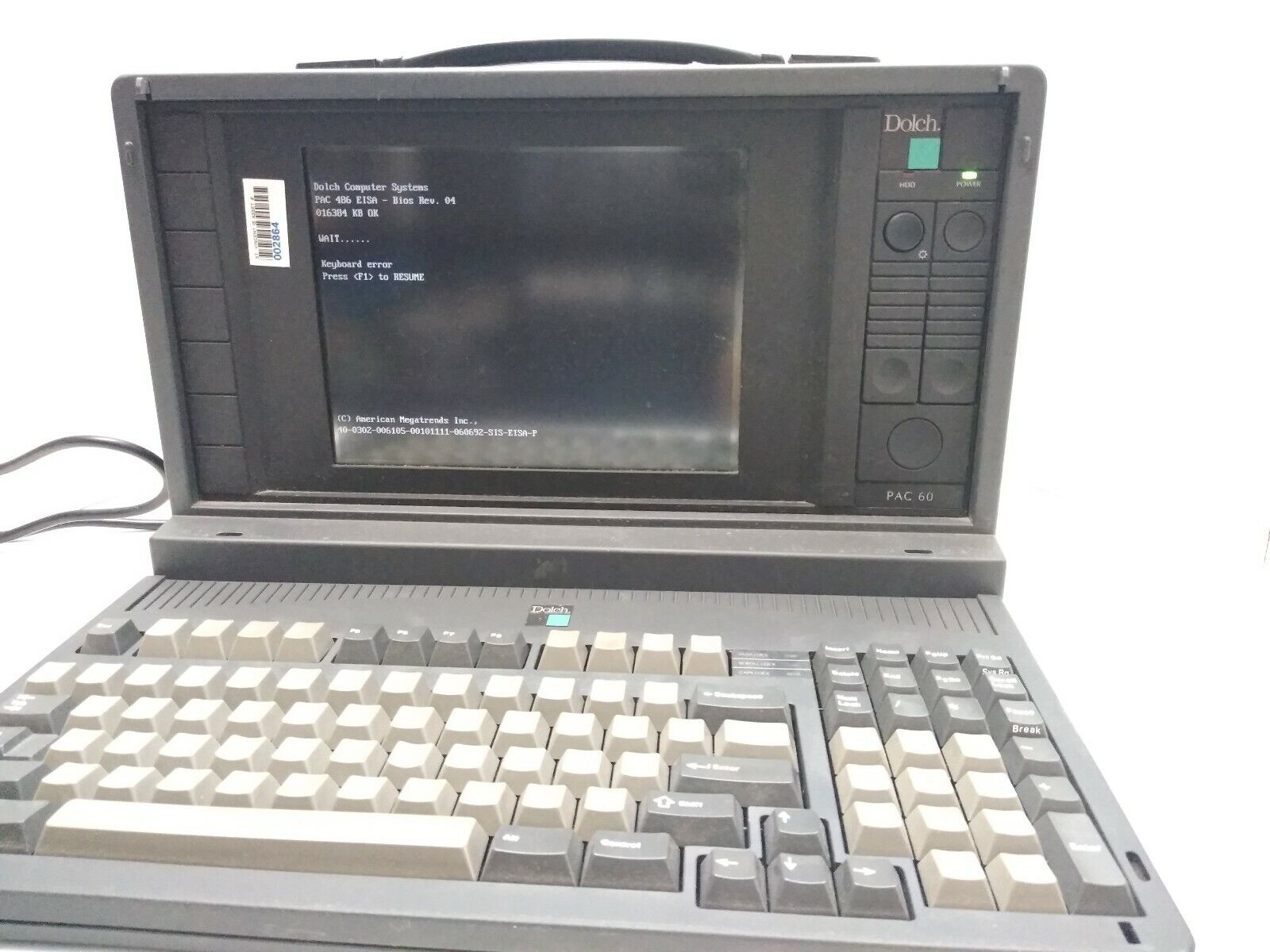 Dolch Computer Systems PAC 60 Portable PC LCD, Floppy drive, Powers On