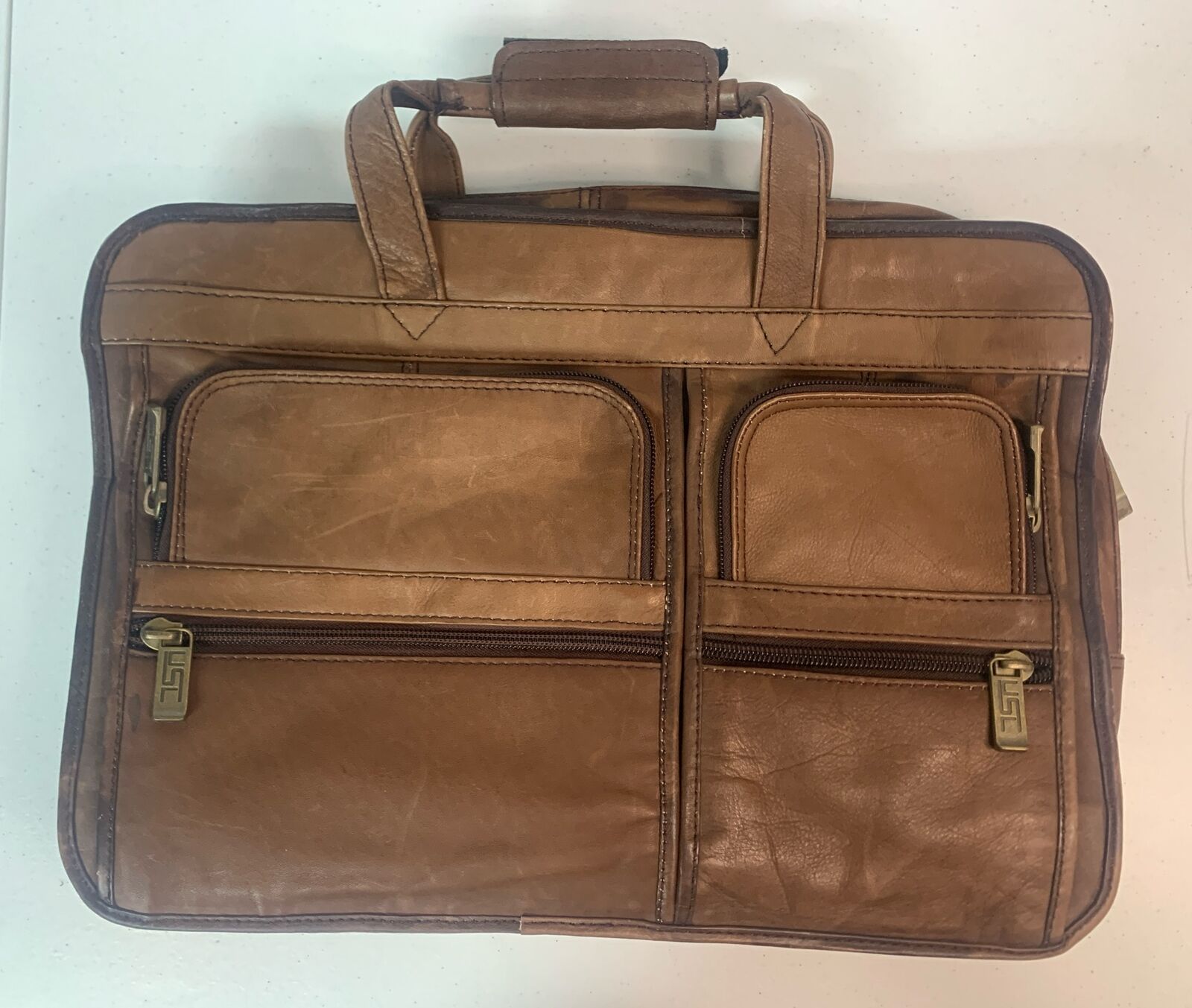 *NEW-USL Laptop Shoulder Portfolio Bag Genuine Full Grain Cowhide Shoulder Strap