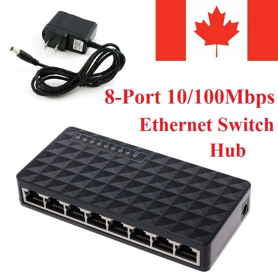8-Port 10/100Mbps Ethernet Network Switch HUB Desktop Fast LAN Switcher Adapter