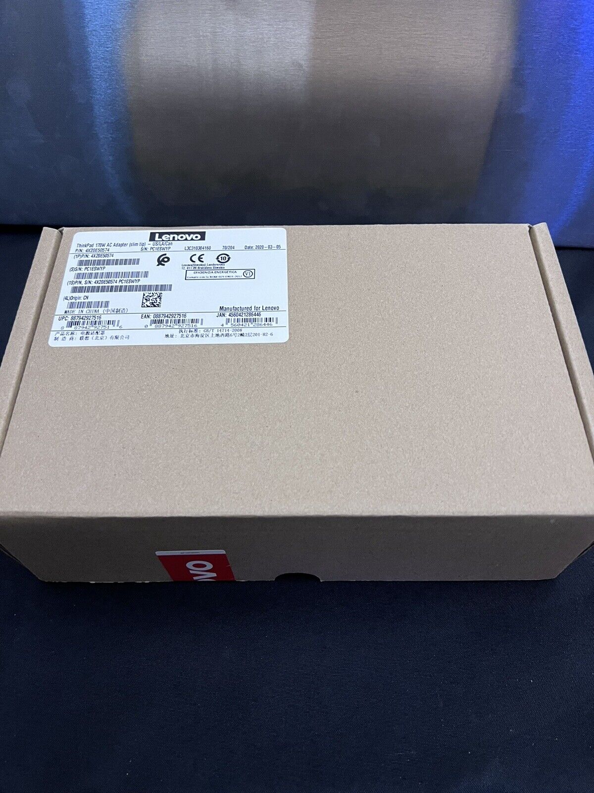 BRAND NEW Lenovo 4X20E50574 ThinkPad 170W AC Adapter