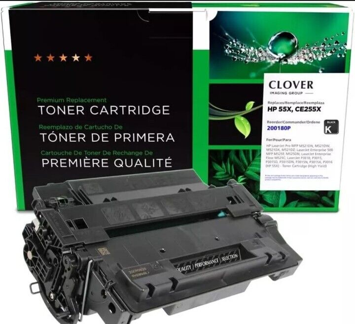 Clover Toner Cartridge Replacement for HP CE255X HP55X Black High Yield