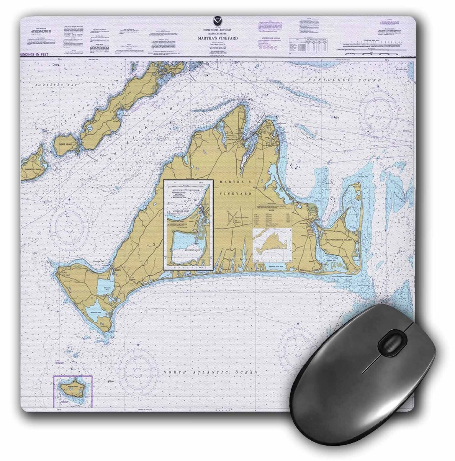 3dRose Print of Nautical Map Of Marthas Vineyard  MousePad